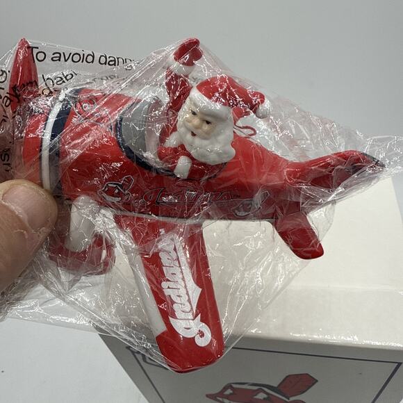 Danbury Mint 2007 Christmas Ornament Santa in a Victory Plane Chief Wahoo - Picture 8 of 8